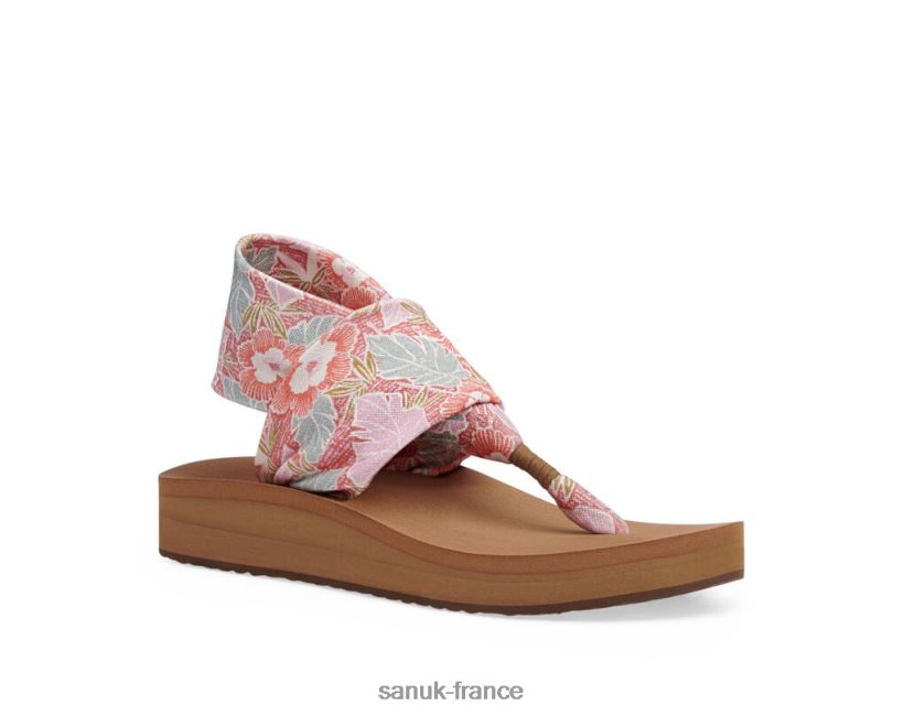 6V4JT0104 rose multicolore Sanuk hibiscus à bride intermédiaire