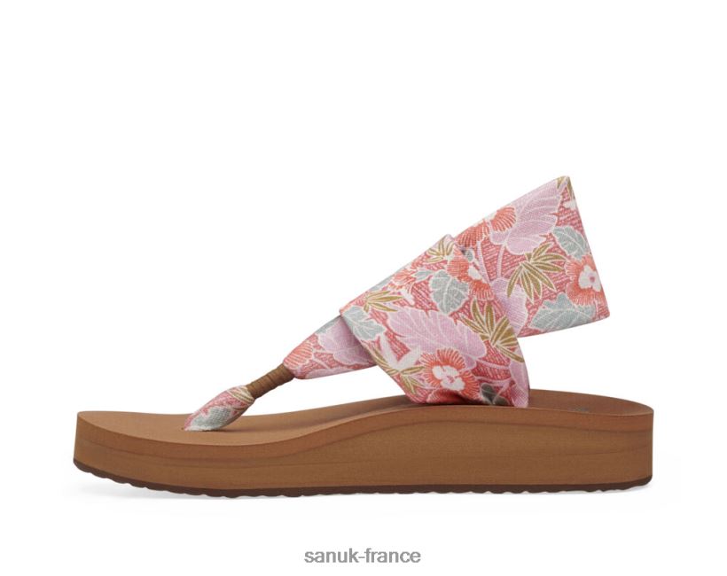 6V4JT0104 rose multicolore Sanuk hibiscus à bride intermédiaire