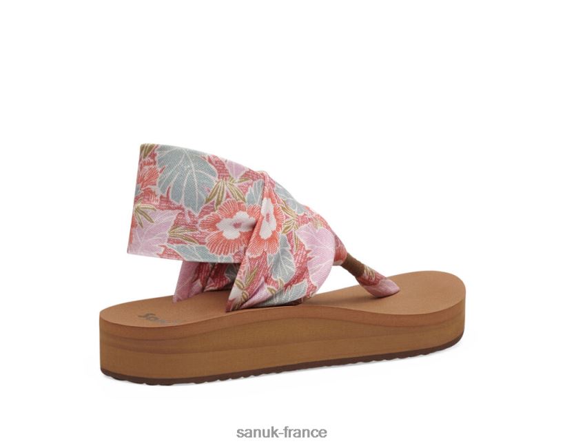 6V4JT0104 rose multicolore Sanuk hibiscus à bride intermédiaire