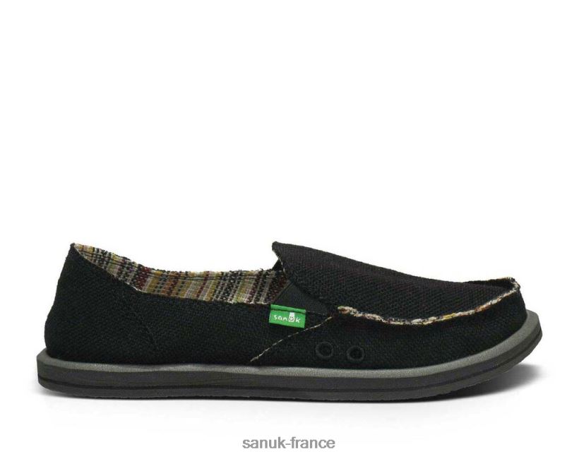 6V4JT016 noir Sanuk Donna chanvre