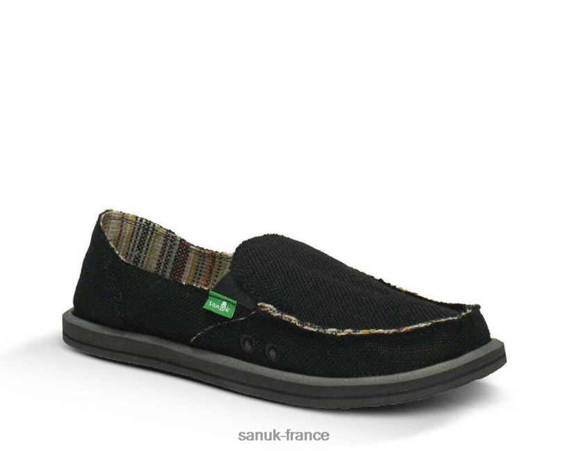 6V4JT016 noir Sanuk Donna chanvre