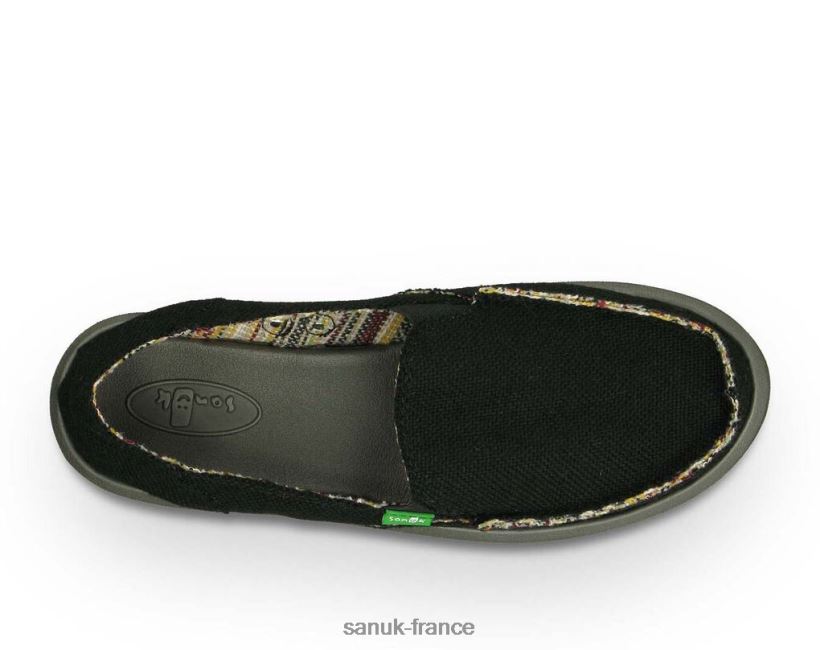 6V4JT016 noir Sanuk Donna chanvre