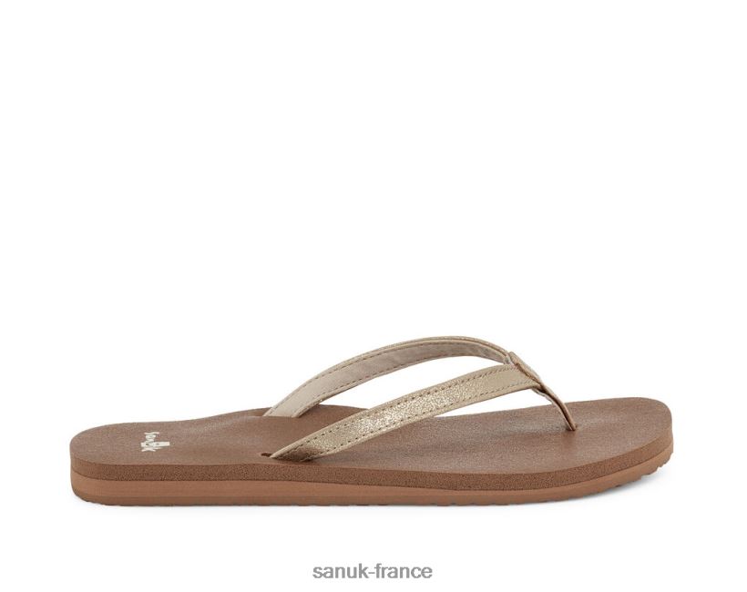 6V4JT076 Champagne Sanuk yoga joie chatoyant métallique