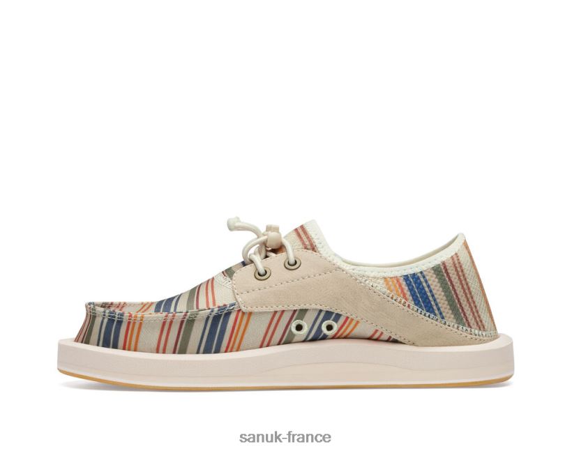 6V4JT0105 rayure côtière beige Sanuk imprimé boatie st