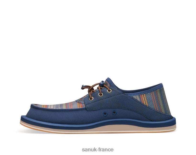 6V4JT0214 rayure côtière bleu marine Sanuk imprimé boatie st